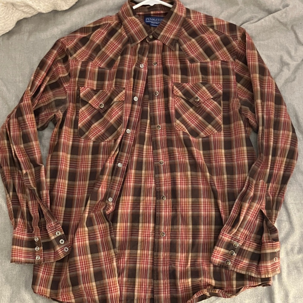 Pendleton Men's Casual Plaid Shirt - Brown and Red
